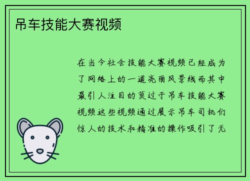 吊车技能大赛视频